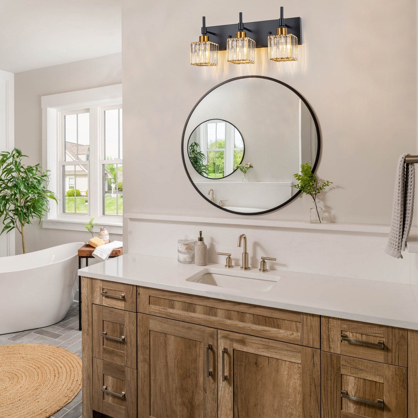 Luminaires de salle de bain Ora Modern en cristal à intensité variable sur miroir Glam Vanity Lights