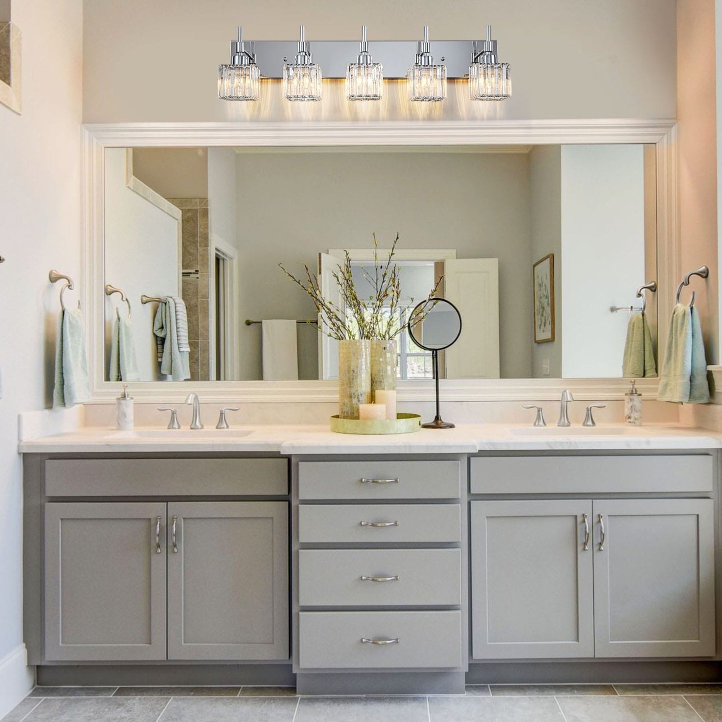 Luminaires de salle de bain Ora Modern en cristal à intensité variable sur miroir Glam Vanity Lights