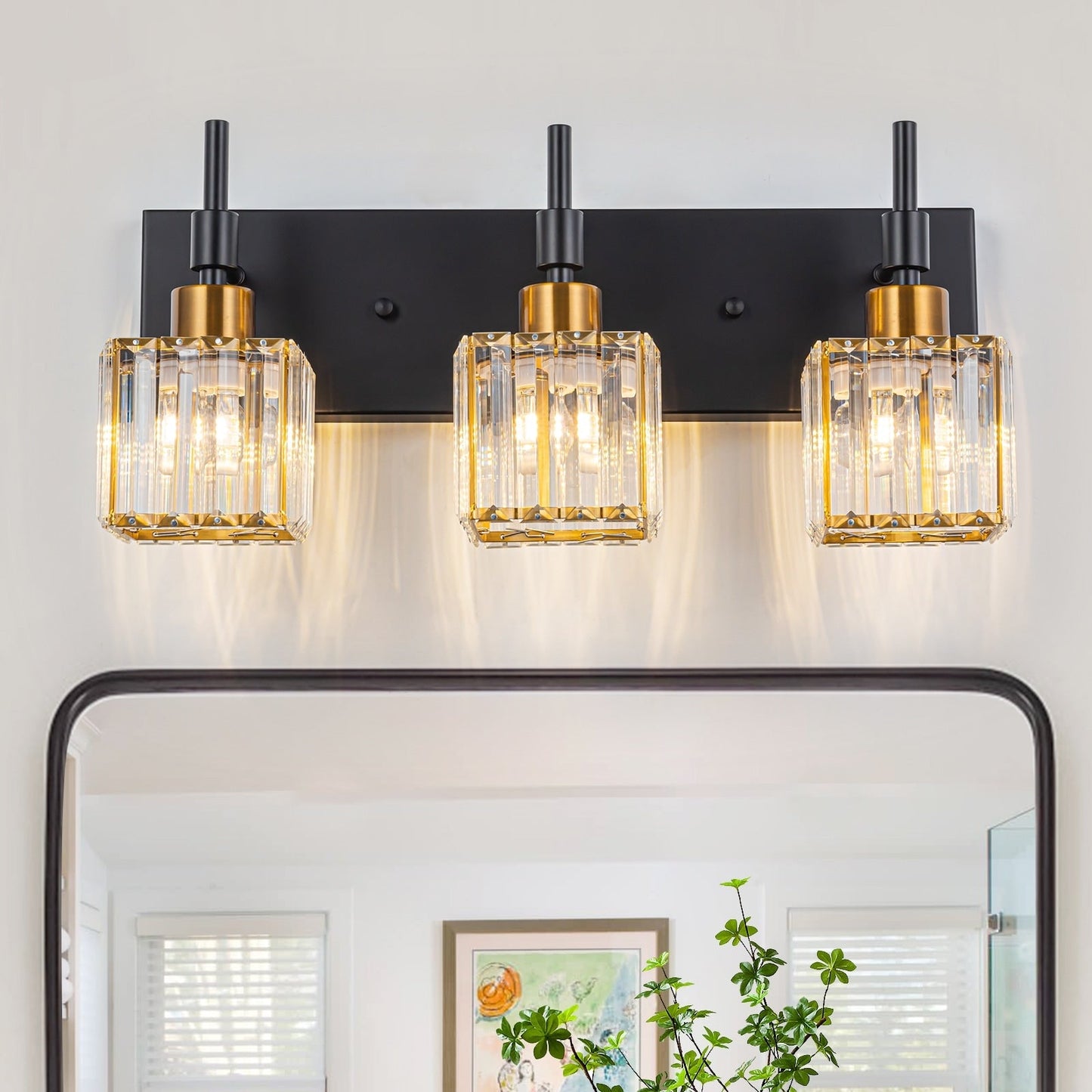 Luminaires de salle de bain Ora Modern en cristal à intensité variable sur miroir Glam Vanity Lights