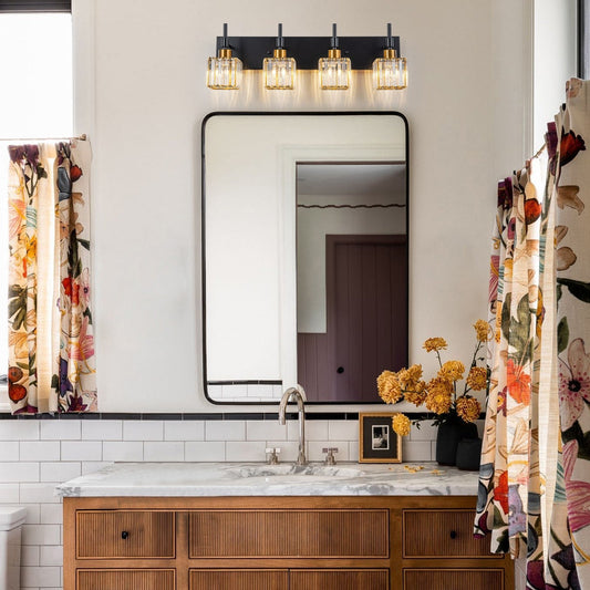 Luminaires de salle de bain Ora Modern en cristal à intensité variable sur miroir Glam Vanity Lights