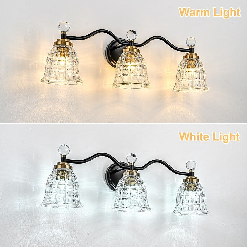 Luminaires de salle de bain modernes Ora à intensité variable, noir et or