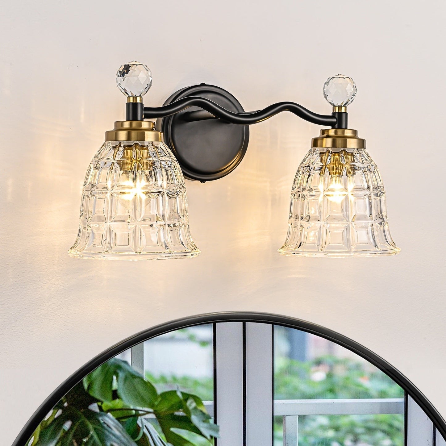 Luminaires de salle de bain modernes Ora à intensité variable, noir et or