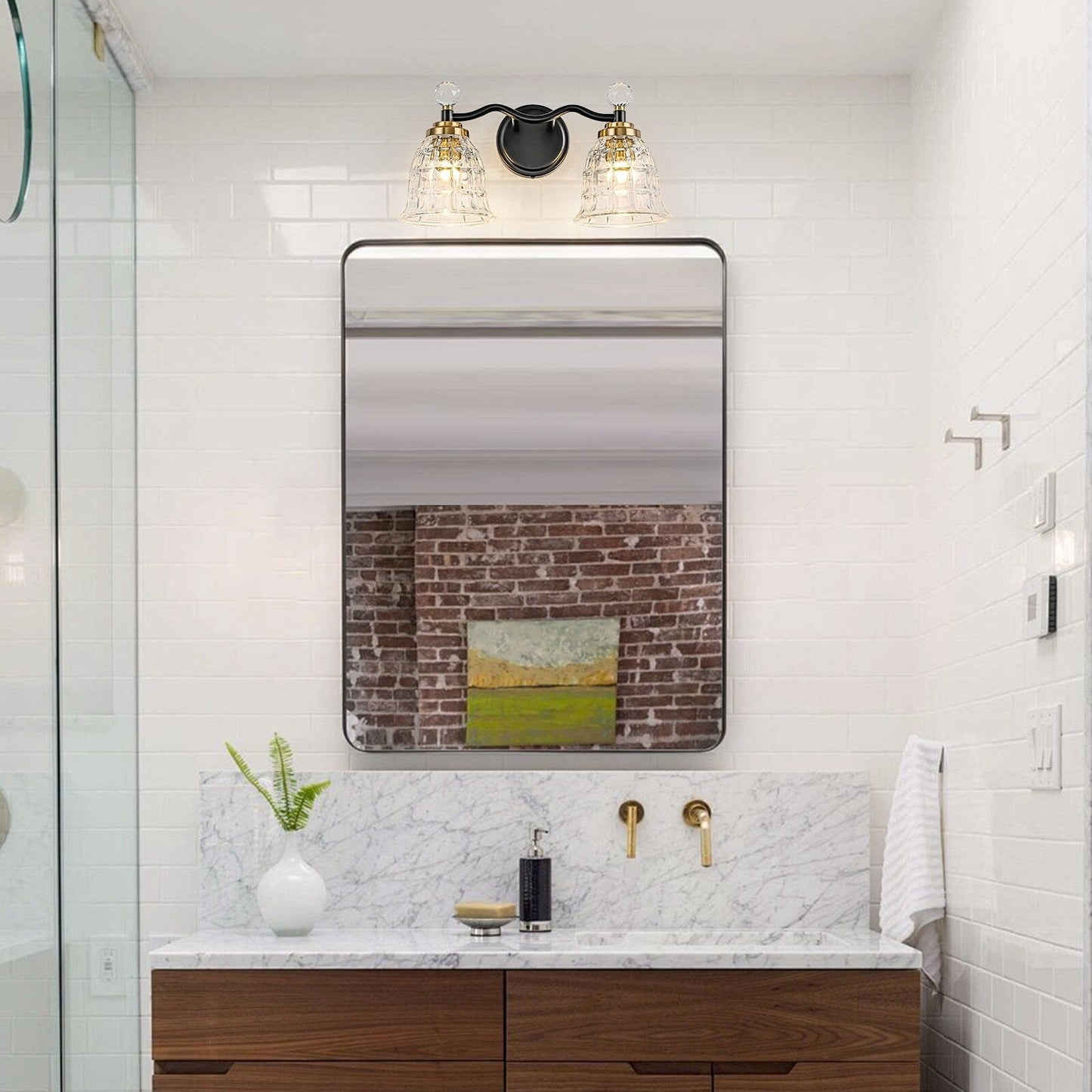 Luminaires de salle de bain modernes Ora à intensité variable, noir et or