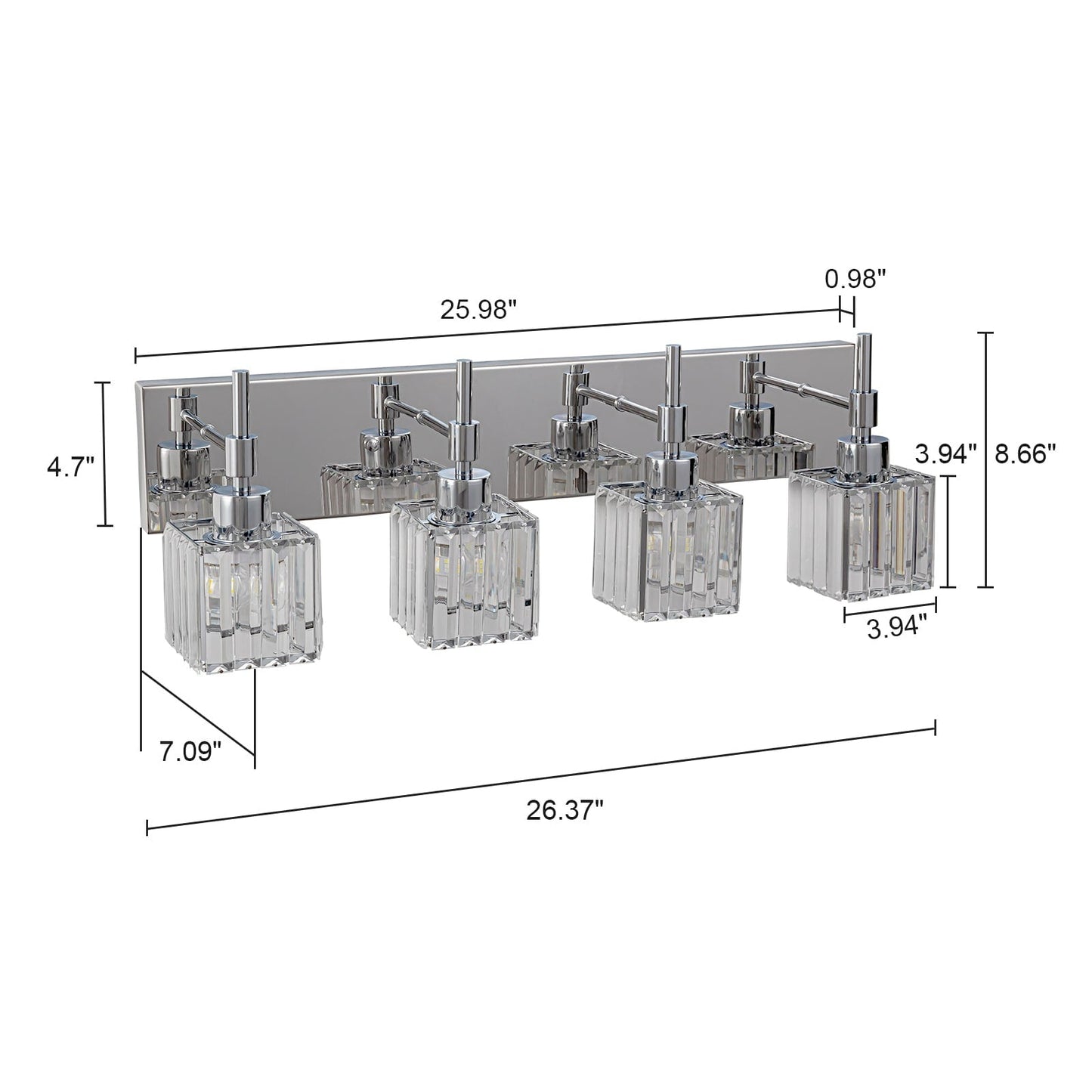 Luminaires de salle de bain Ora Modern en cristal à intensité variable sur miroir Glam Vanity Lights