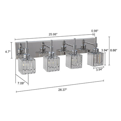 Luminaires de salle de bain Ora Modern en cristal à intensité variable sur miroir Glam Vanity Lights