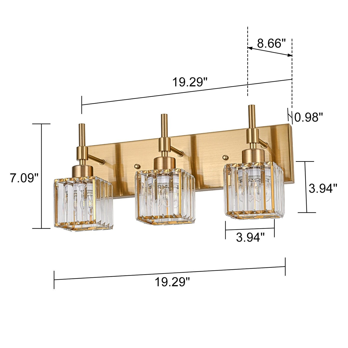 Luminaires de salle de bain Ora Modern en cristal à intensité variable sur miroir Glam Vanity Lights