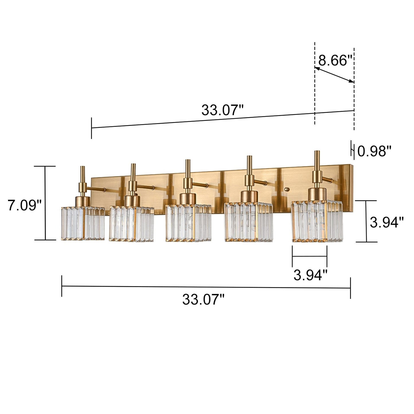 Luminaires de salle de bain Ora Modern en cristal à intensité variable sur miroir Glam Vanity Lights