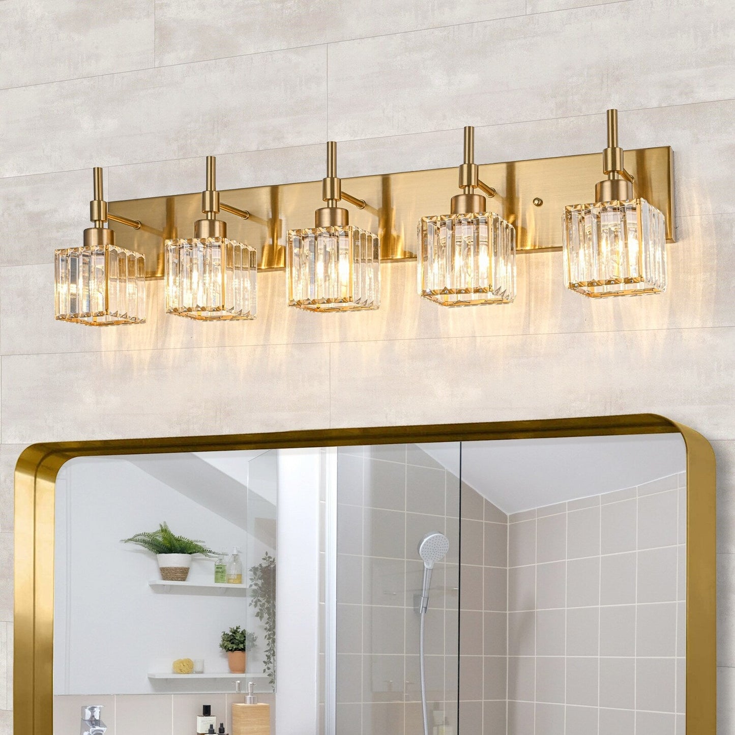 Luminaires de salle de bain Ora Modern en cristal à intensité variable sur miroir Glam Vanity Lights