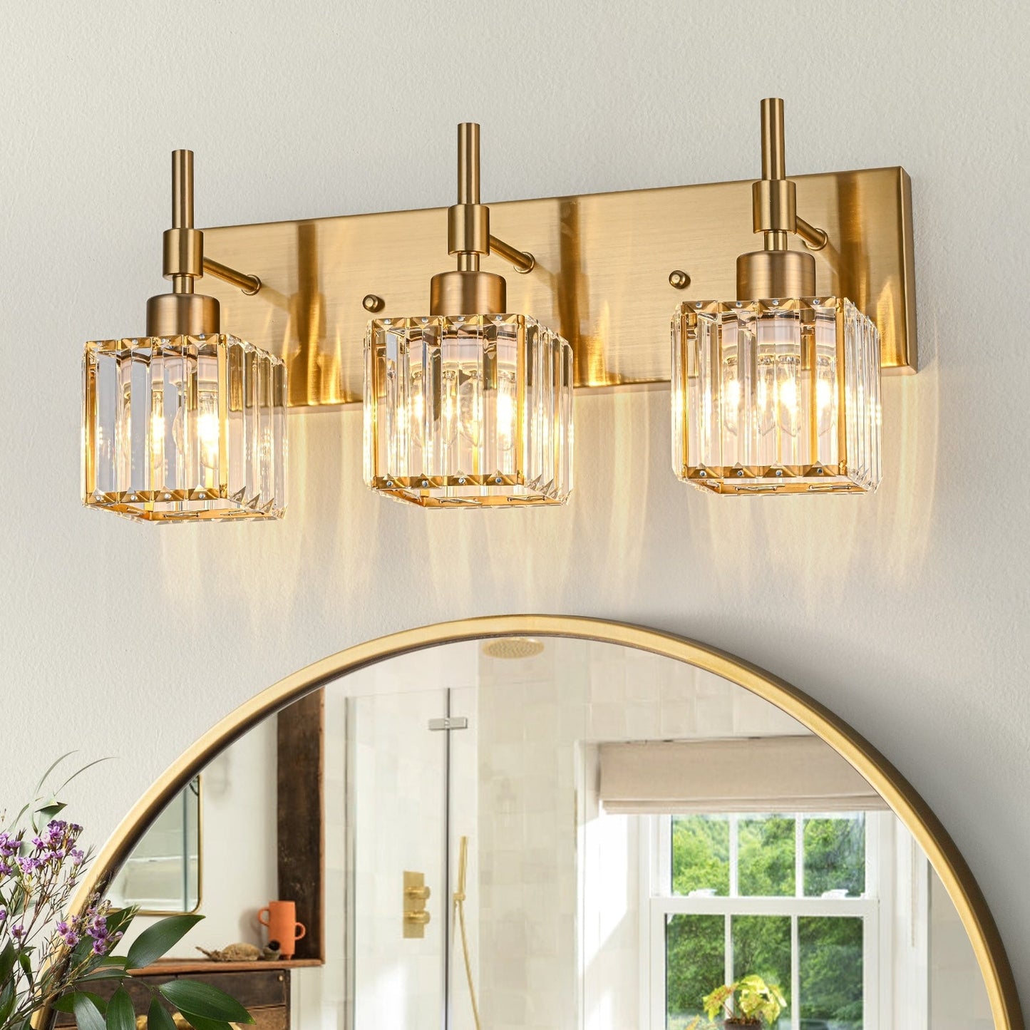 Luminaires de salle de bain Ora Modern en cristal à intensité variable sur miroir Glam Vanity Lights