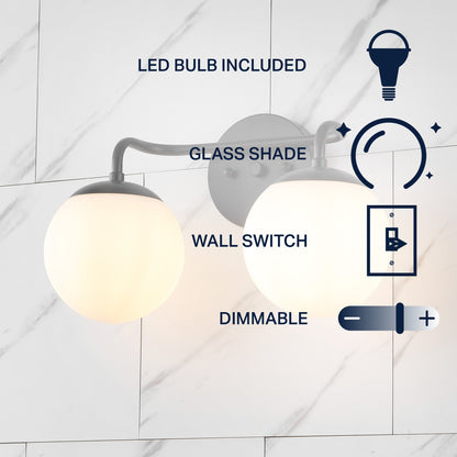 Luminaire de coiffeuse moderne à LED en métal et verre dépoli, par JONATHAN Y