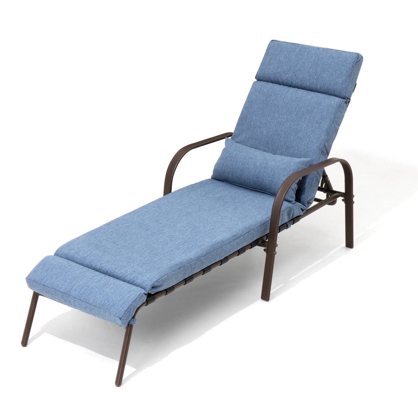 Chaise longue d'extérieur réglable avec coussin pour patio, plage, piscine