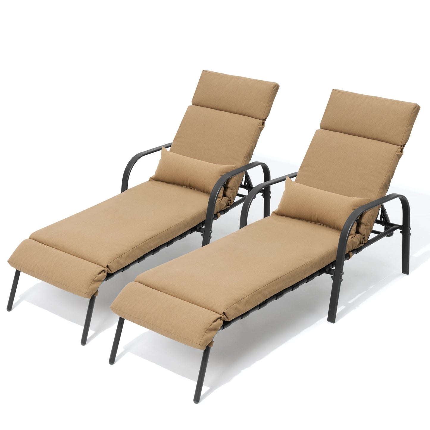 Chaise longue d'extérieur réglable avec coussin pour patio, plage, piscine