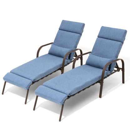Chaise longue d'extérieur réglable avec coussin pour patio, plage, piscine