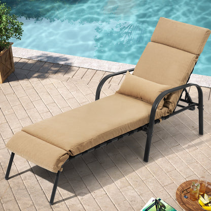 Chaise longue d'extérieur réglable avec coussin pour patio, plage, piscine