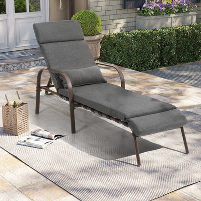 Chaise longue d'extérieur réglable avec coussin pour patio, plage, piscine