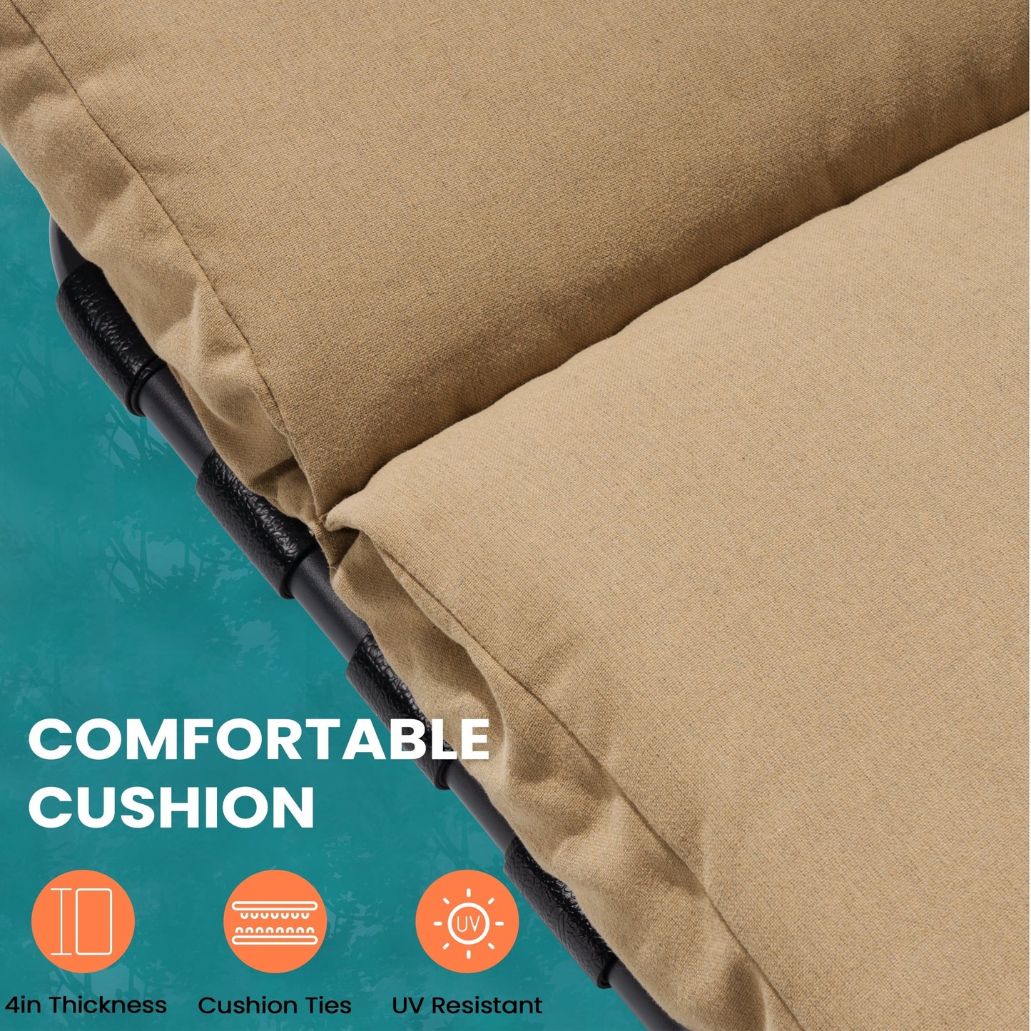 Chaise longue d'extérieur réglable avec coussin pour patio, plage, piscine