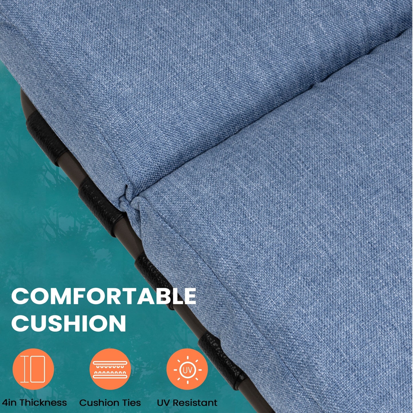 Chaise longue d'extérieur réglable avec coussin pour patio, plage, piscine