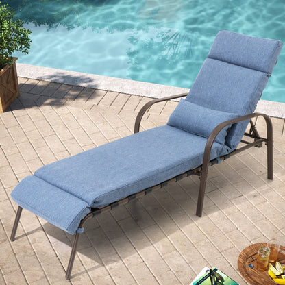 Chaise longue d'extérieur réglable avec coussin pour patio, plage, piscine