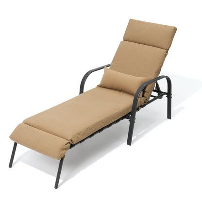 Chaise longue d'extérieur réglable avec coussin pour patio, plage, piscine