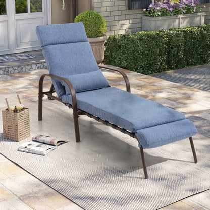 Chaise longue d'extérieur réglable avec coussin pour patio, plage, piscine