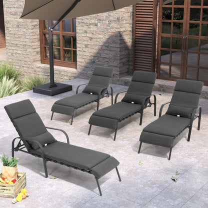 Chaise longue d'extérieur réglable avec coussin pour patio, plage, piscine
