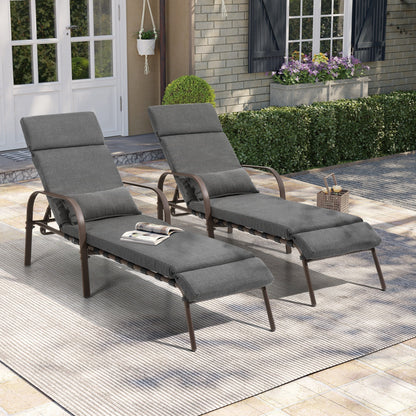 Chaise longue d'extérieur réglable avec coussin pour patio, plage, piscine