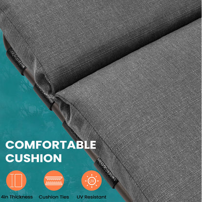 Chaise longue d'extérieur réglable avec coussin pour patio, plage, piscine