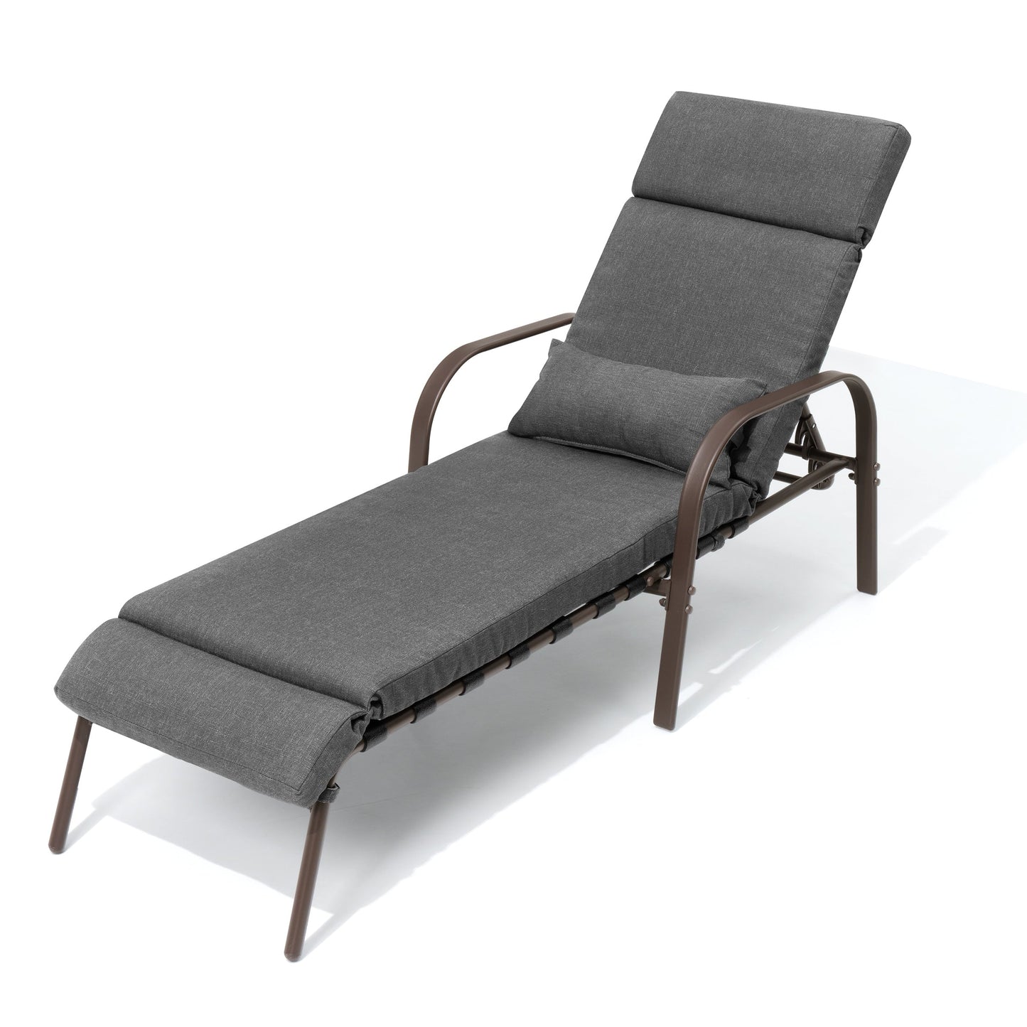 Chaise longue d'extérieur réglable avec coussin pour patio, plage, piscine