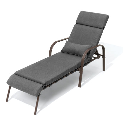 Chaise longue d'extérieur réglable avec coussin pour patio, plage, piscine