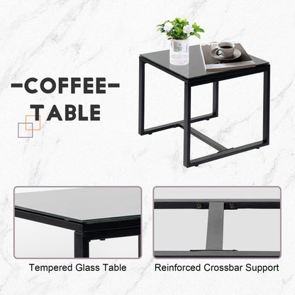Ensemble de bistrot de jardin 3 pièces avec table en verre et salon de jardin en rotin pour véranda, jardin et balcon