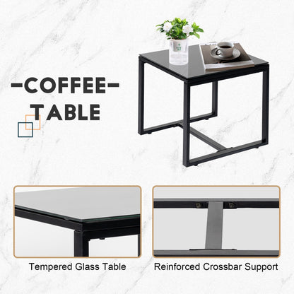 Ensemble de bistrot de jardin 3 pièces avec table en verre et salon de jardin en rotin pour véranda, jardin et balcon
