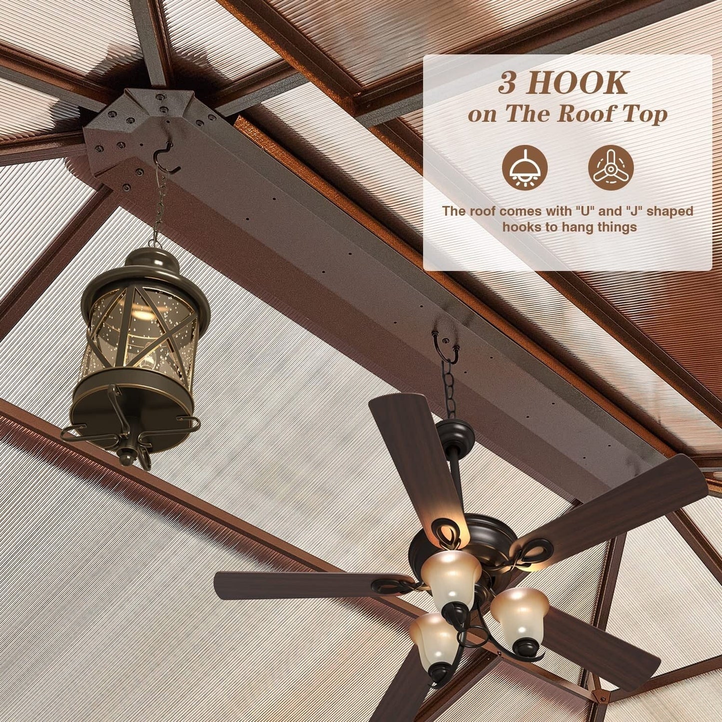 Gazebo à toit rigide EROMMY, pergola d'extérieur avec double toit, filet et rideaux, auvent robuste pour patio, arrière-cour, fête au bord de la piscine