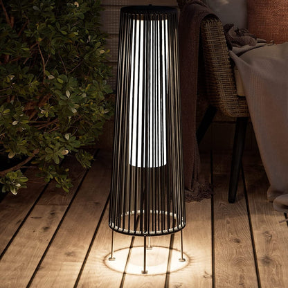 Lot de 2 lampes solaires d'extérieur en osier, résistantes aux intempéries, idéales pour terrasse, porche, cour ou jardin.