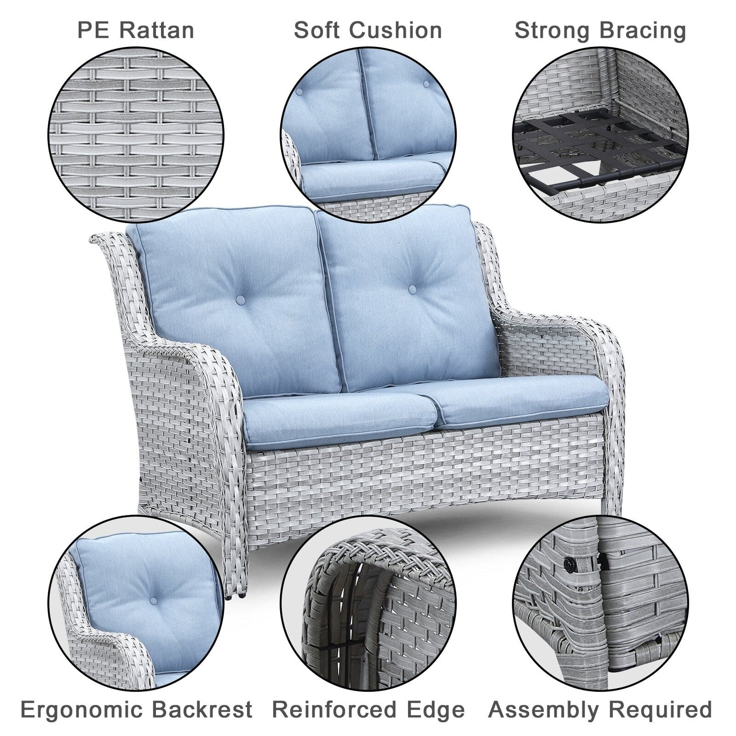Ensemble de canapés d'extérieur en osier et en rotin Gymojoy