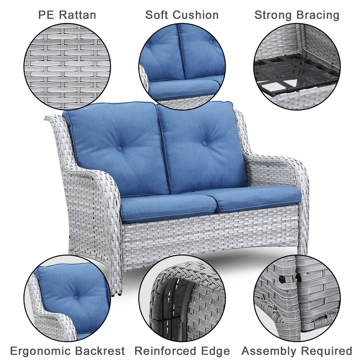 Ensemble de canapés d'extérieur en osier et en rotin Gymojoy
