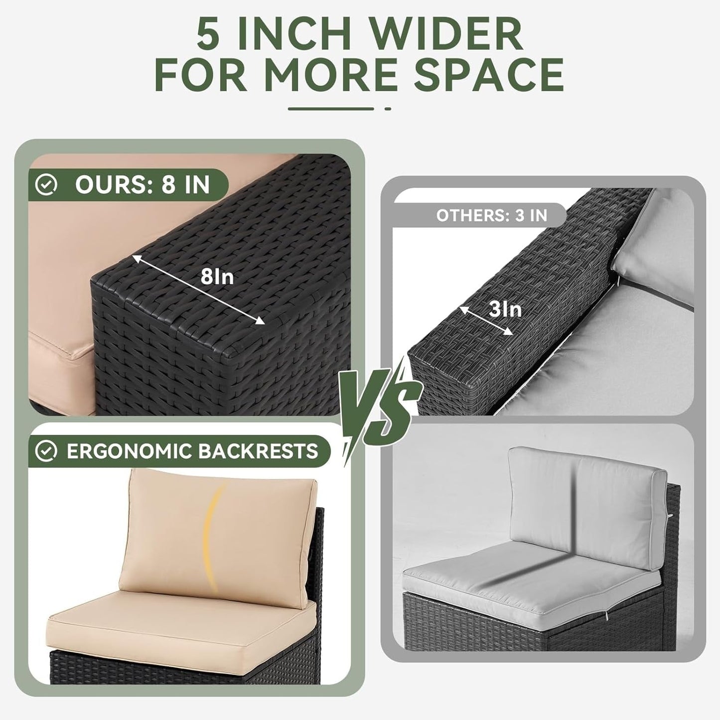 Ensemble de meubles de jardin avec coussins de 10 cm d'épaisseur