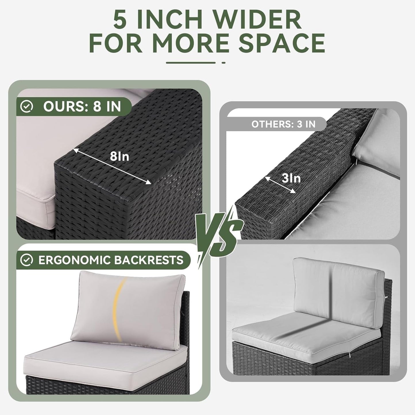 Ensemble de meubles de jardin avec coussins de 10 cm d'épaisseur