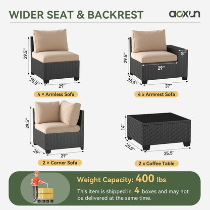 Ensemble de meubles de jardin avec coussins de 10 cm d'épaisseur