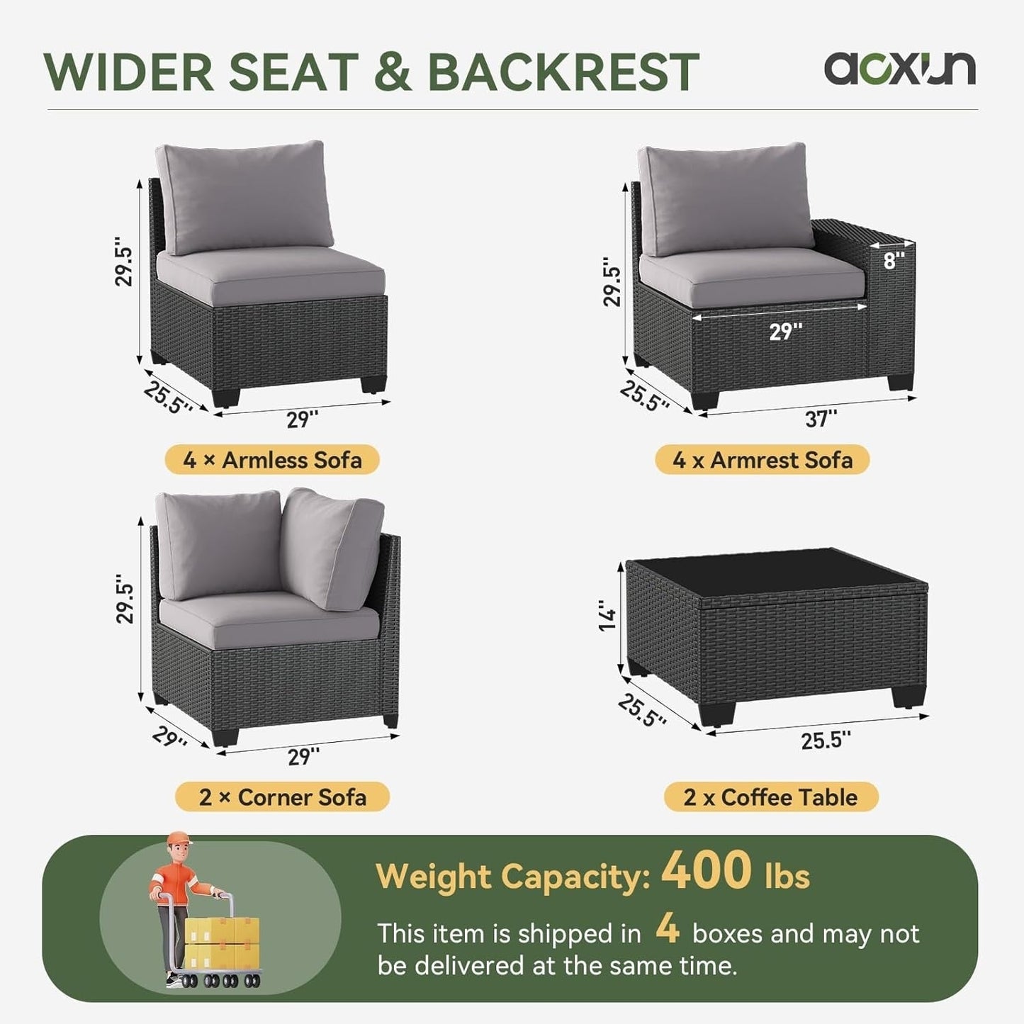 Ensemble de meubles de jardin avec coussins de 10 cm d'épaisseur