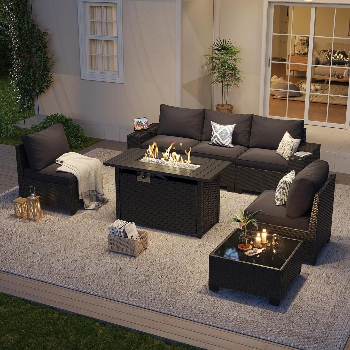 Ensemble de meubles de jardin avec coussins de 10 cm d'épaisseur