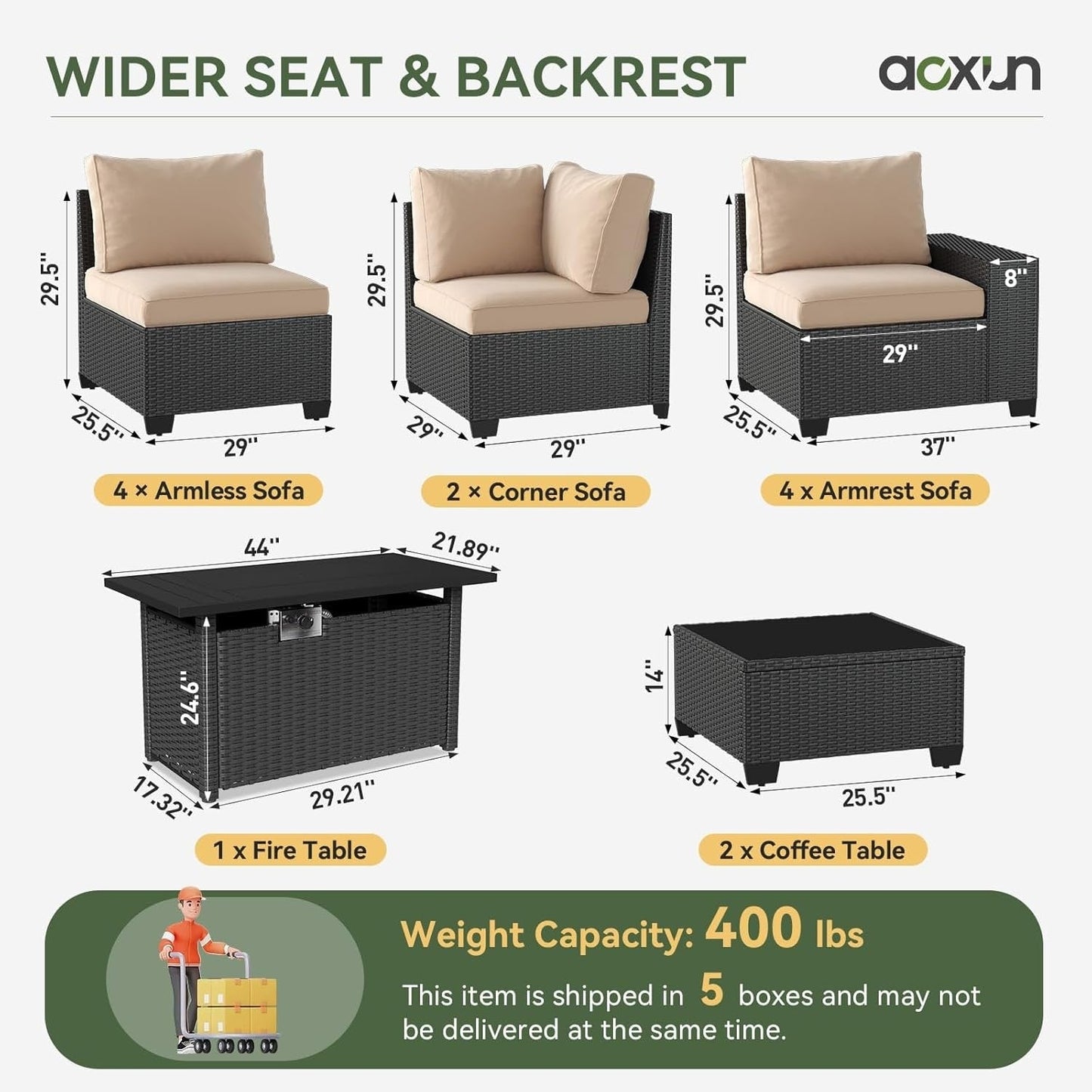 Ensemble de meubles de jardin avec coussins de 10 cm d'épaisseur