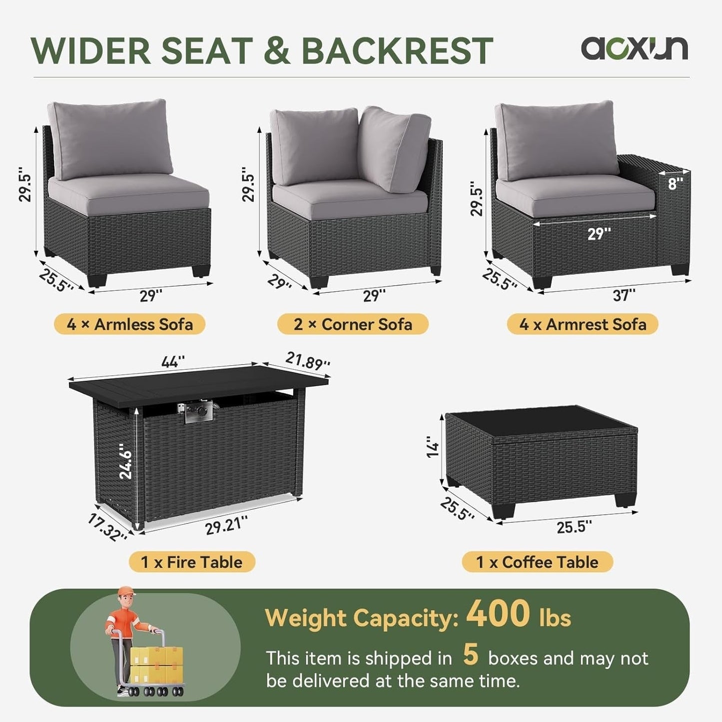 Ensemble de meubles de jardin avec coussins de 10 cm d'épaisseur