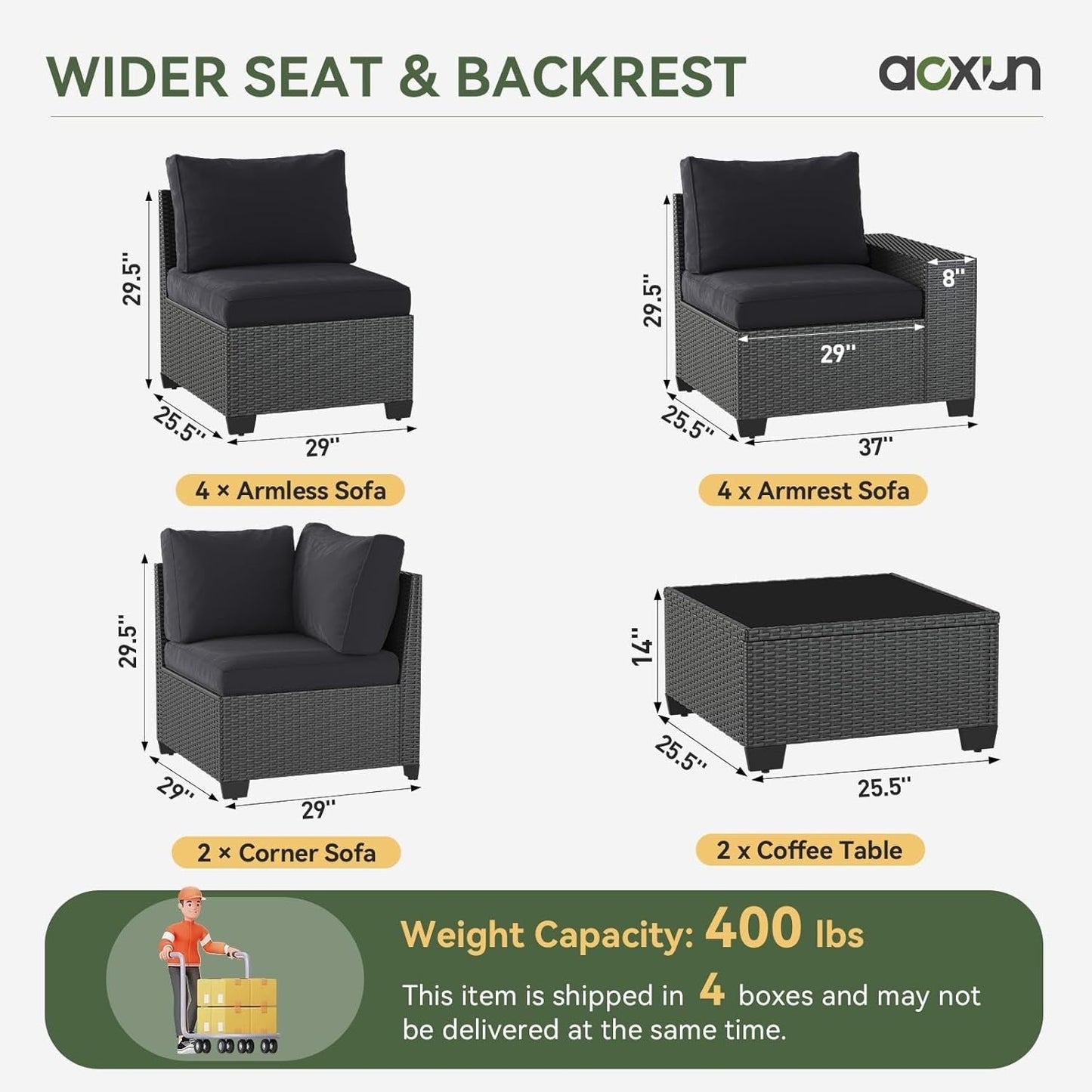 Ensemble de meubles de jardin avec coussins de 10 cm d'épaisseur