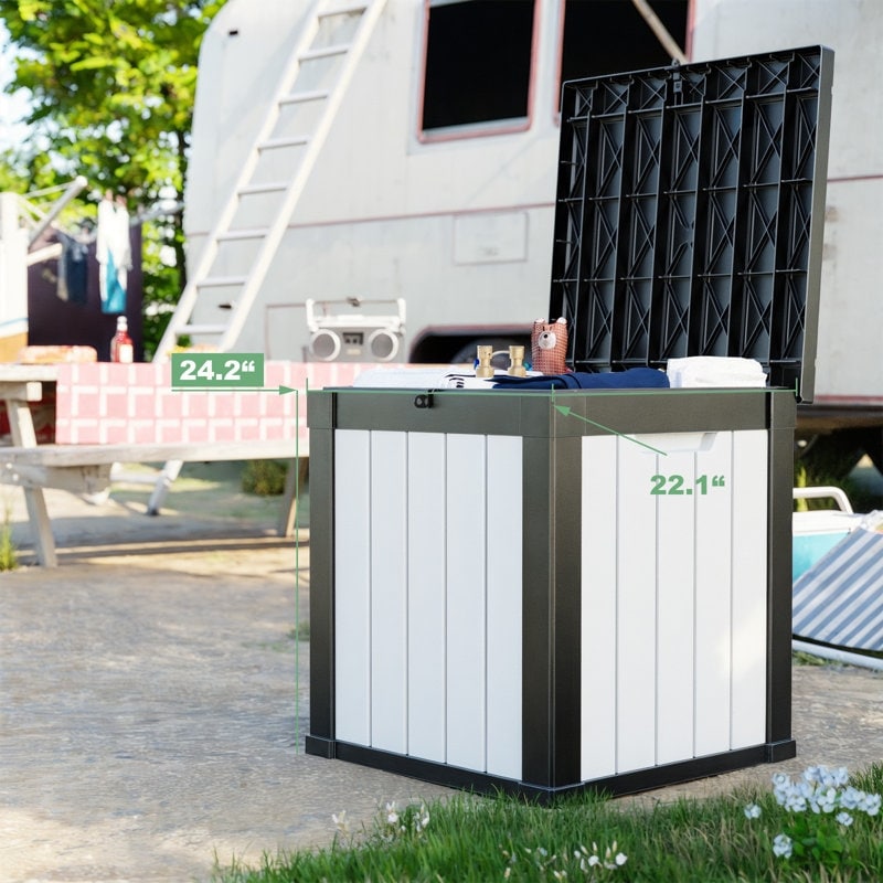 Coffre de rangement extérieur en résine avec serrure