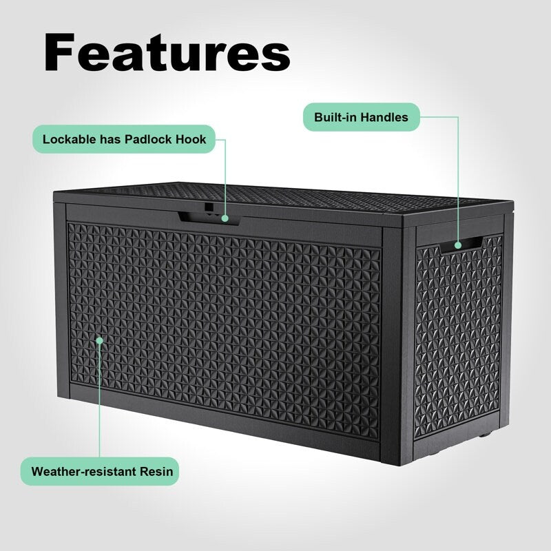 Coffre de rangement extérieur en résine avec serrure