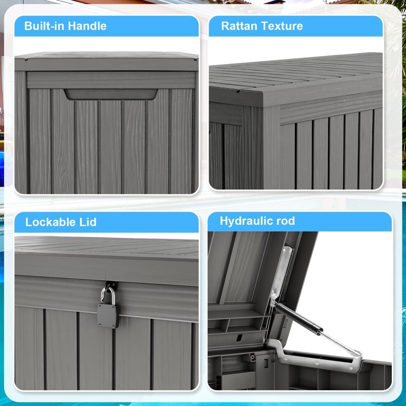 Coffre de rangement extérieur en résine avec serrure