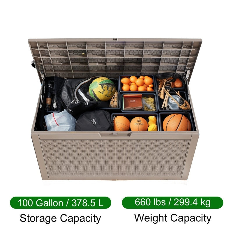 Coffre de rangement extérieur en résine avec serrure