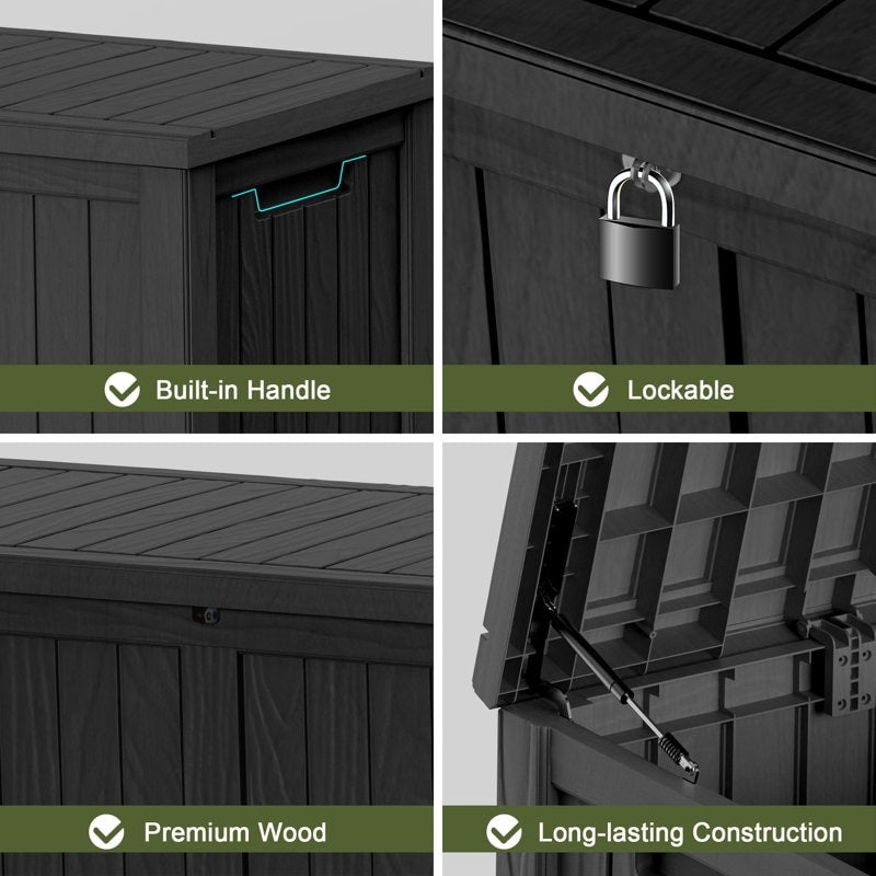 Coffre de rangement extérieur en résine avec serrure