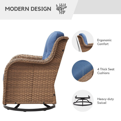 Chaises longues à bascule d'extérieur en osier Gymojoy avec base pivotante (lot de 2)