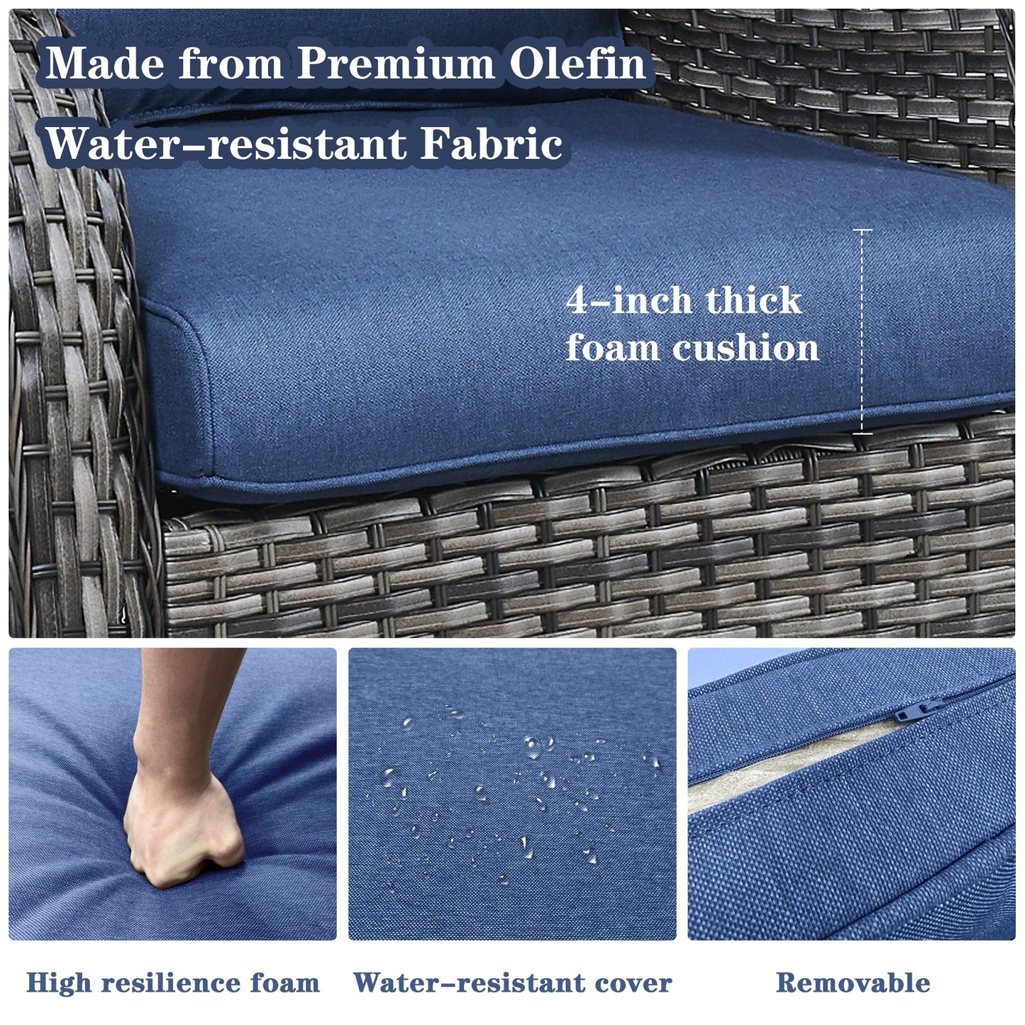 Chaises longues à bascule d'extérieur en osier Gymojoy avec base pivotante (lot de 2)